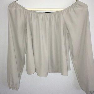 Off the shoulder light blue